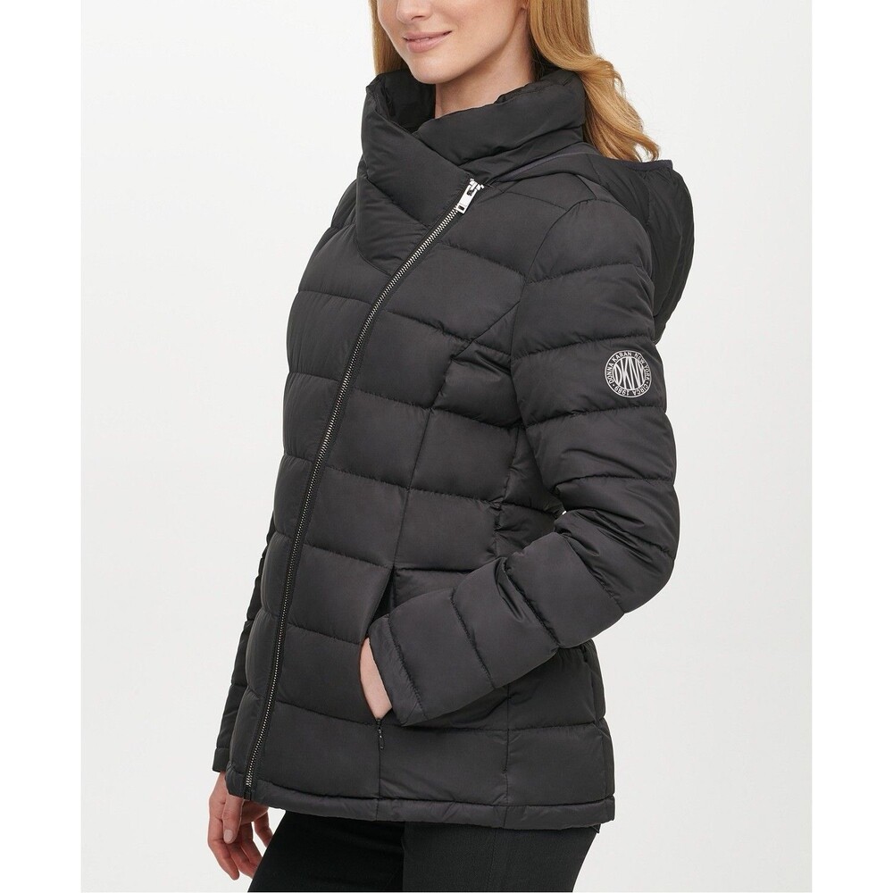 DKNY Womens Hooded Packable Down Jacket Size XXL Black